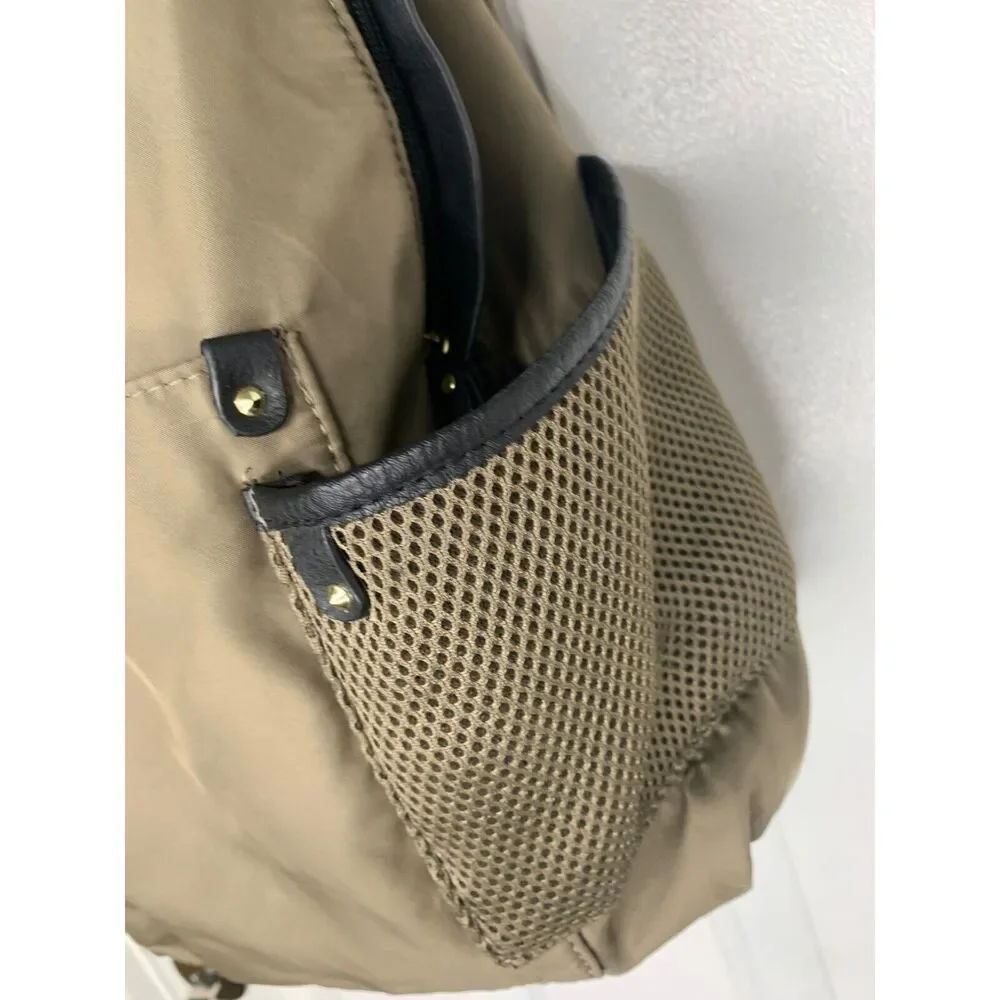 Madden Girl Olive Green Backpack With Mesh Pockets & Leather Trim